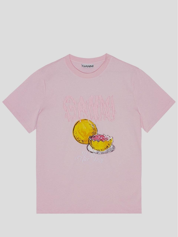 가니 FW24 Ganni T-Shirt T4006868 Chalkpink