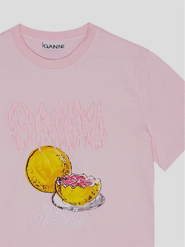 가니 FW24 Ganni T-Shirt T4006868 Chalkpink