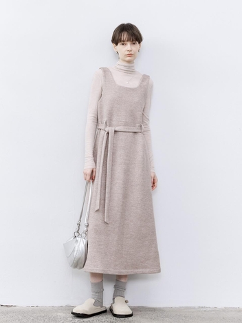 2/12예약배송_TG_Belted wool sleeveless dress_BEIGE