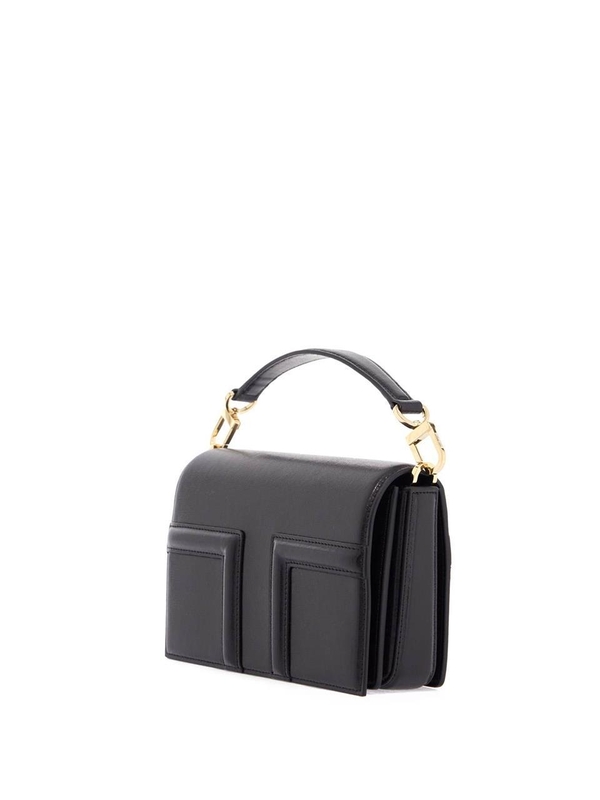 토템 SS25 mini t-flap bag in black calfskin with adjustable strap 244 WAL0049 LE0025 BLACK