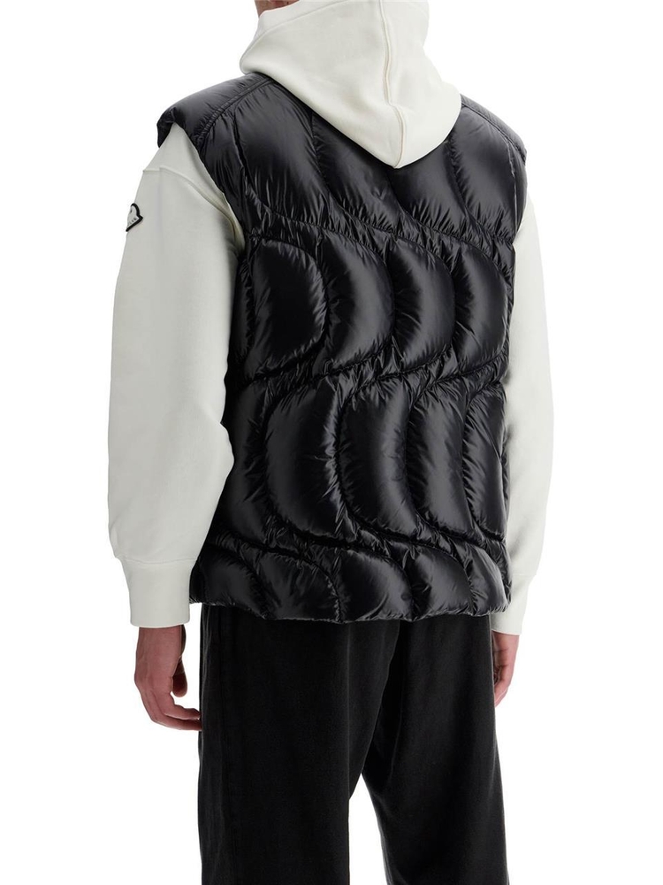 몽클레르 X 팜엔젤스 FW24 black padded gilet in polyamide with high collar and zip pockets 1A000 16 M4441 BLACK