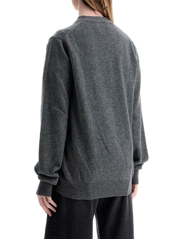 꼼데가르송 SS25 cardigan unisex in lana grigio con logo cuore AX N008 051 MED GRAY