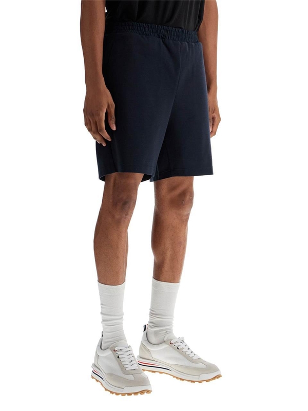 톰 브라운 SS25 navy combo mid thigh ripstop and wool shorts MJQ219A 07651 NAVY