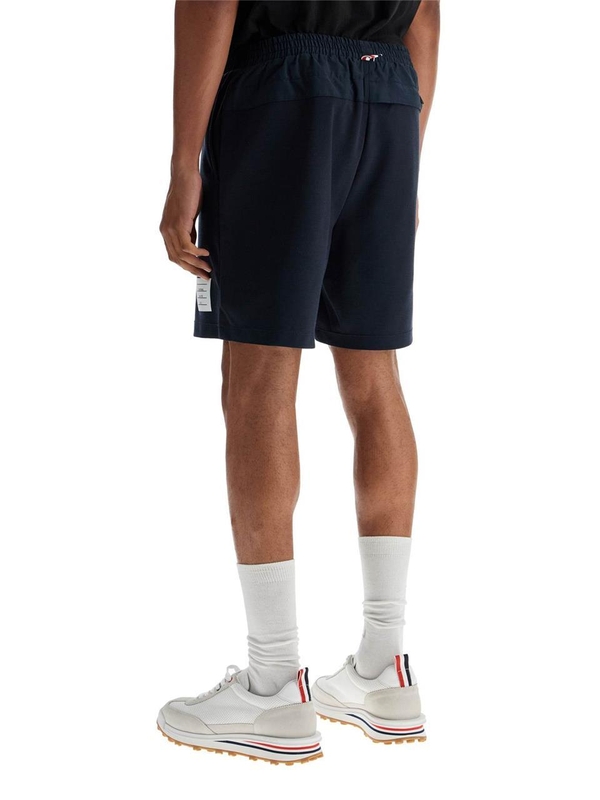 톰 브라운 SS25 navy combo mid thigh ripstop and wool shorts MJQ219A 07651 NAVY