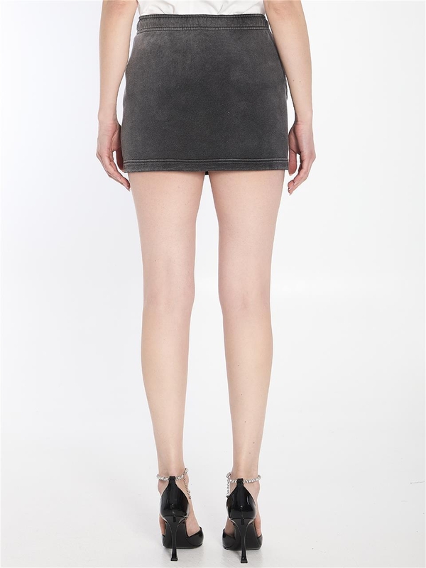 알렉산더 왕 SS25 Mini skirt with crystals 4CC1255063_013C BLACK