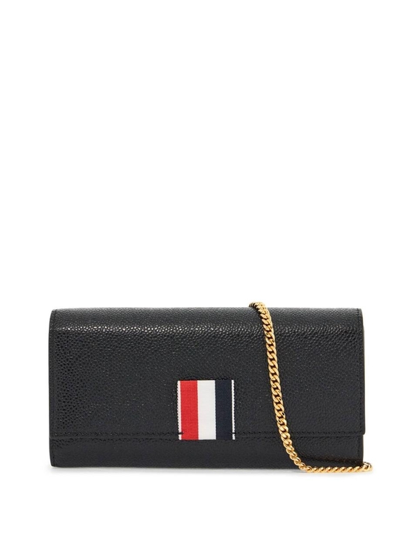 톰 브라운 SS25 black calfskin chain wallet with rwb detail FAW098A 00198 BLACK