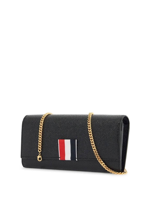 톰 브라운 SS25 black calfskin chain wallet with rwb detail FAW098A 00198 BLACK