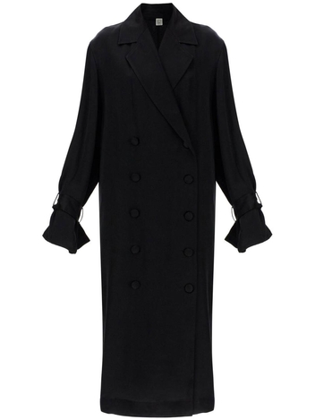 토템 SS25 black satin viscose trench dress 251 WRD0162 FB0020 BLACK