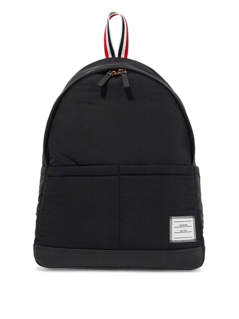 톰 브라운 SS25 black multipocket backpack in polyester and leather with adjustable straps UAG210A 07259 BLACK