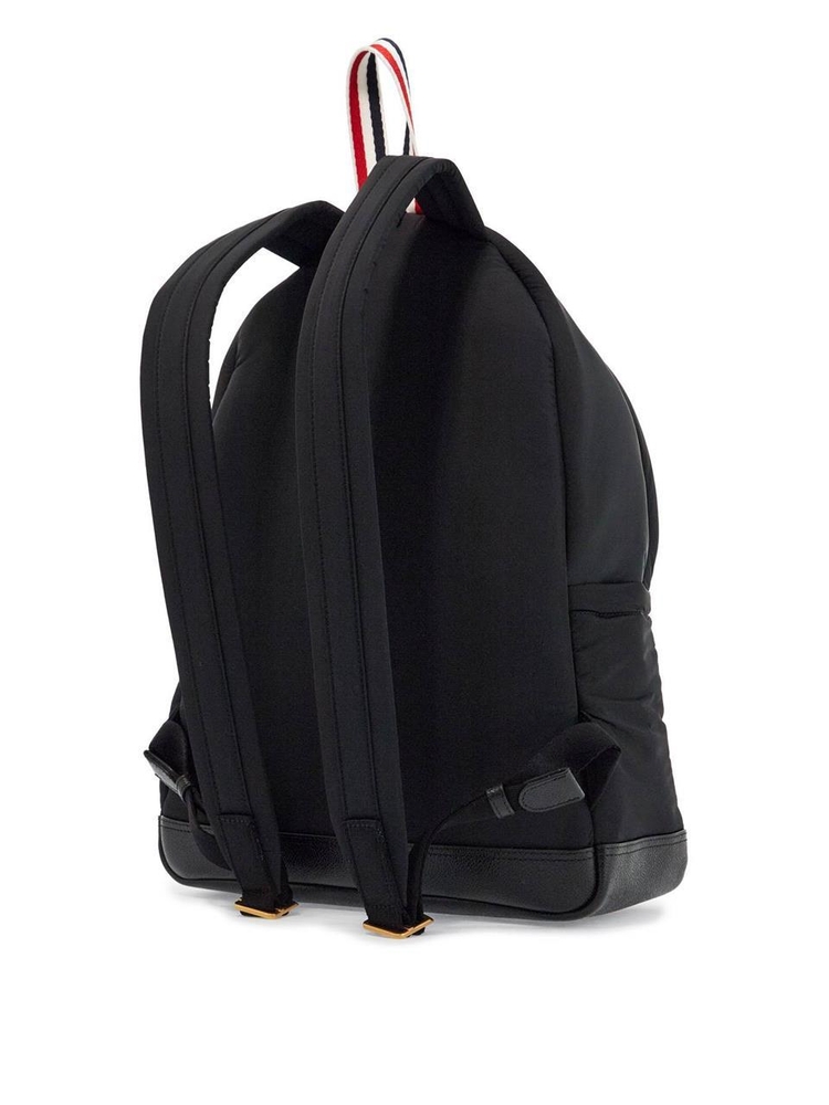 톰 브라운 SS25 black multipocket backpack in polyester and leather with adjustable straps UAG210A 07259 BLACK