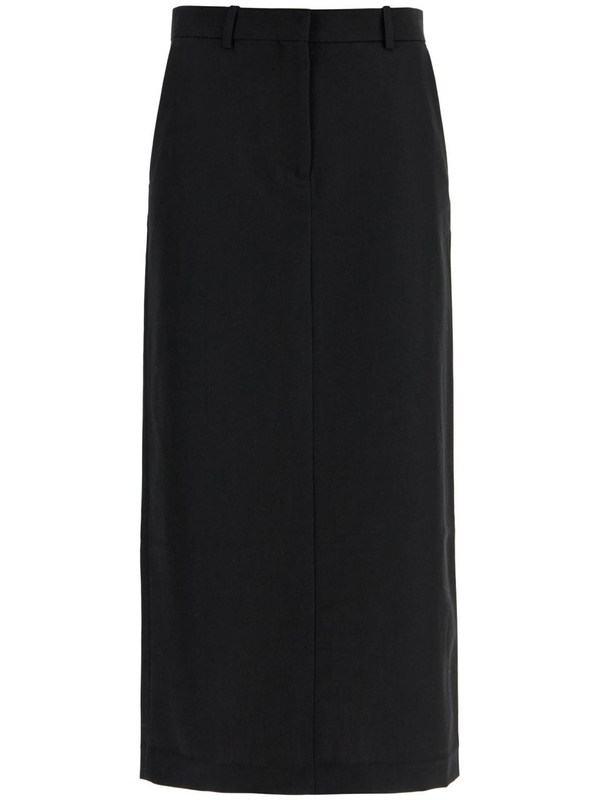 토템 SS25 black midi straight low-waisted skirt in recycled polyester and wool 251 WRB4288 FB0026 BLACK