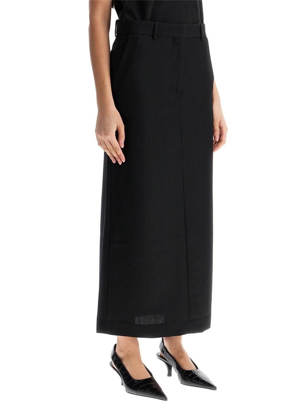 토템 SS25 black midi straight low-waisted skirt in recycled polyester and wool 251 WRB4288 FB0026 BLACK