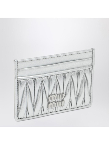 미우미우 SS25 Miu Miu Silver matelasse leather cardholder 5MC076AFPP Metal