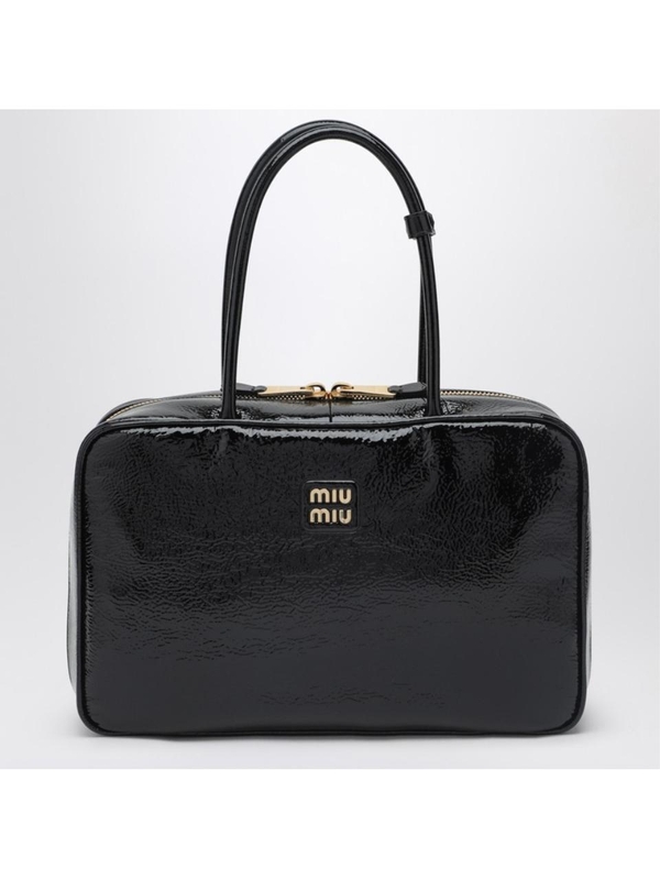 미우미우 SS25 Miu Miu Black Beau bag in Naplak patent leather 5BB117MLNADNT Black