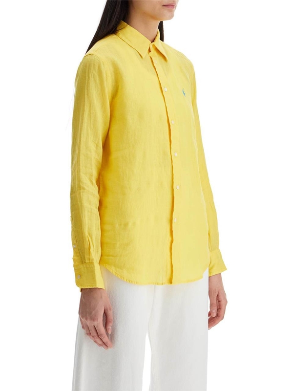 폴로 랄프로렌 SS25 long sleeve linen shirt yellow 211970730008 SUNFISH YELLOW