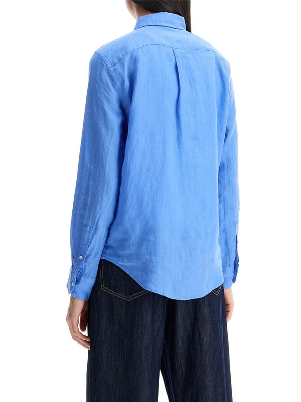 폴로 랄프로렌 SS25 long sleeve linen shirt harbor island blue for women 211970730006 HARBOR ISLAND BLUE