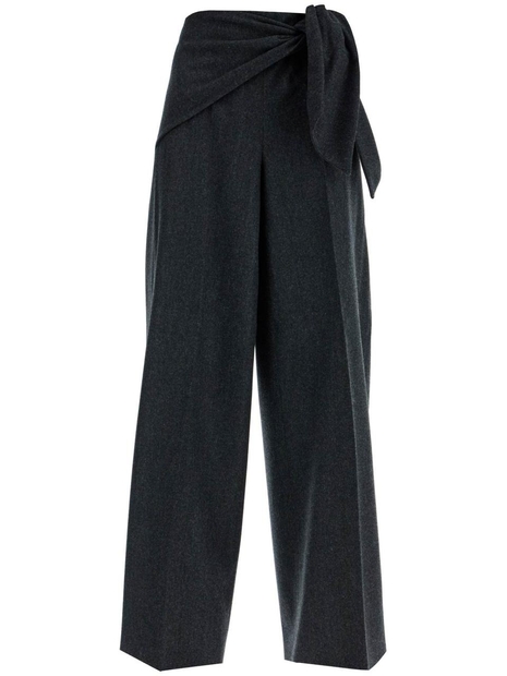 막스마라 FW24 stretch wool pants with bow detail ARSENIO1234 ANTRACITE MEL