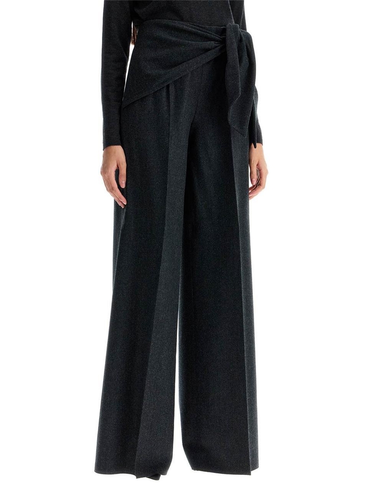 막스마라 FW24 stretch wool pants with bow detail ARSENIO1234 ANTRACITE MEL