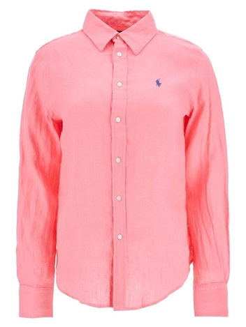 폴로 랄프로렌 SS25 slim fit fuchsia linen shirt 211970730007 HOT FUCHSIA