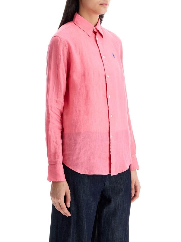 폴로 랄프로렌 SS25 slim fit fuchsia linen shirt 211970730007 HOT FUCHSIA