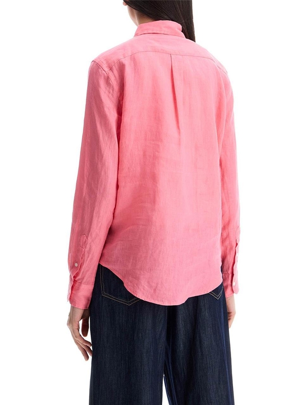 폴로 랄프로렌 SS25 slim fit fuchsia linen shirt 211970730007 HOT FUCHSIA