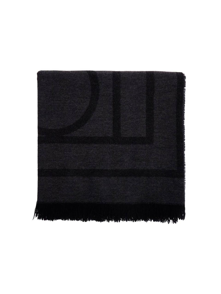 토템 SS25 dark grey wool and cashmere scarf with monogram pattern 213 894 808 DARK GREY MONOGRAM