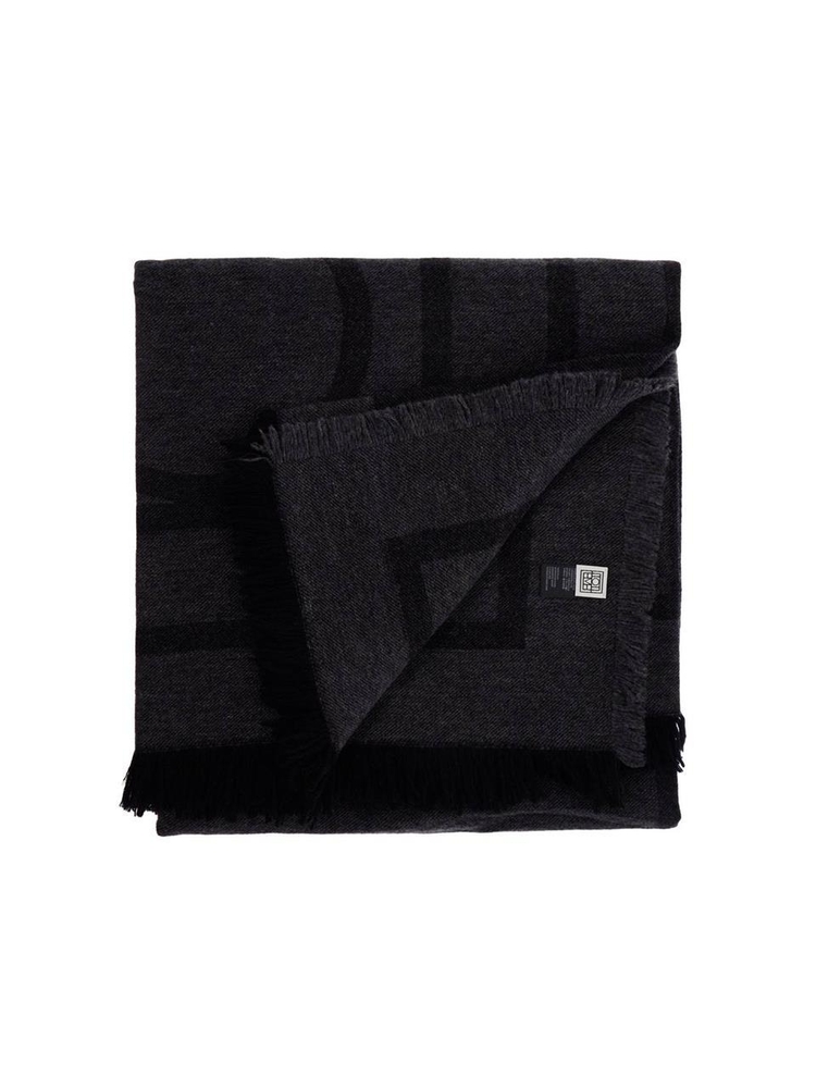 토템 SS25 dark grey wool and cashmere scarf with monogram pattern 213 894 808 DARK GREY MONOGRAM