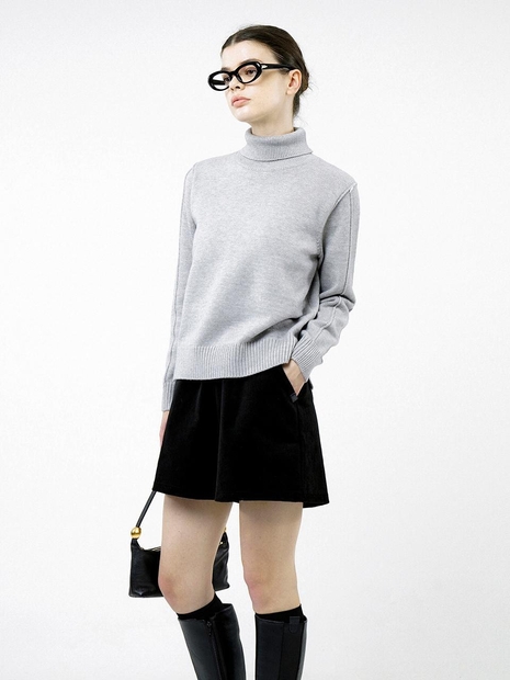 Soft Slit High Turtleneck - Melange /W244TP06ML