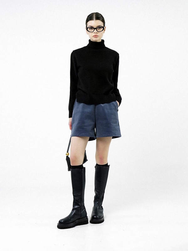 Soft Slit High Turtleneck - Black /W244TP06BK