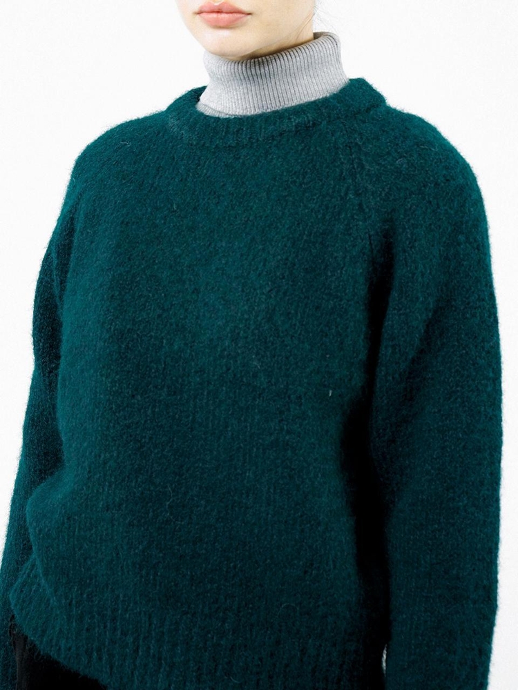 Boucle Reglan Round Knit - Deep Green /W244TP04GN