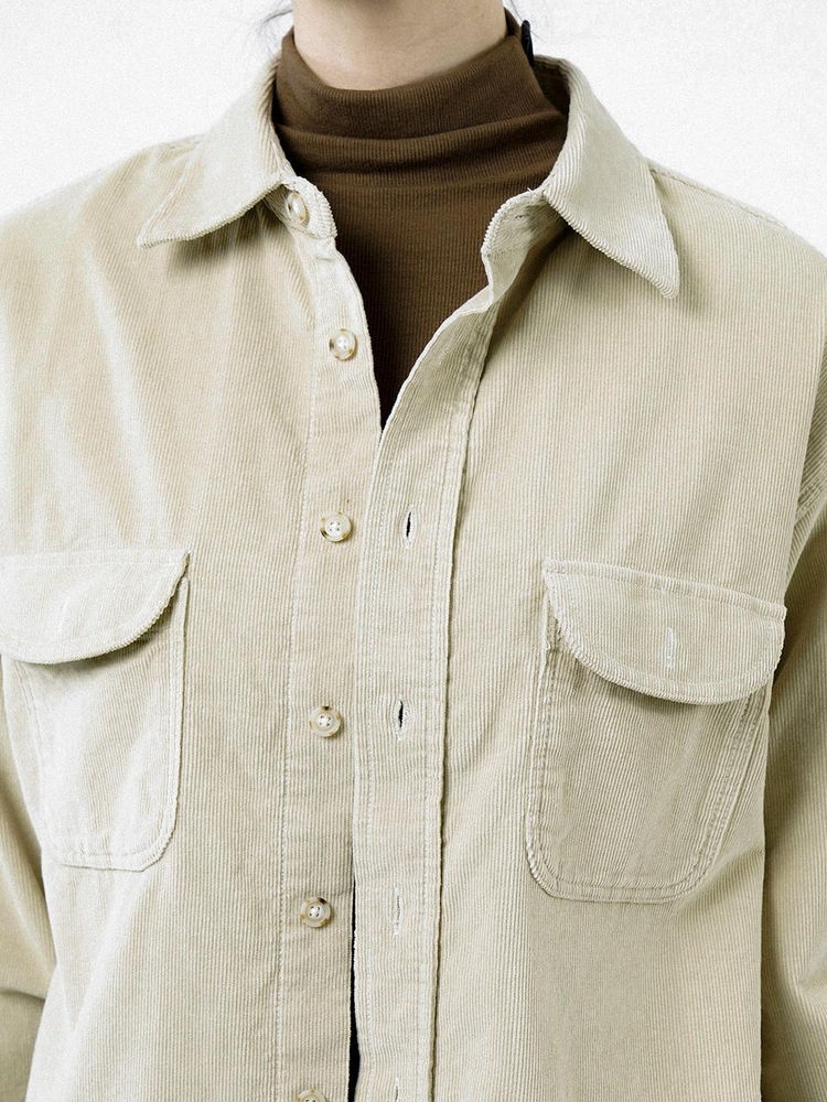 Loose-Fit Corduroy Shirt - Cream/W244TP07CR