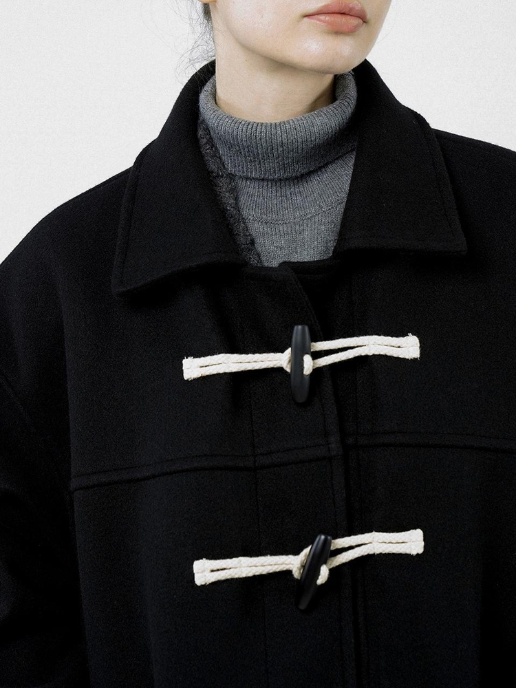 Oversized Snap Duffel Coat - Black /W244OT01BK