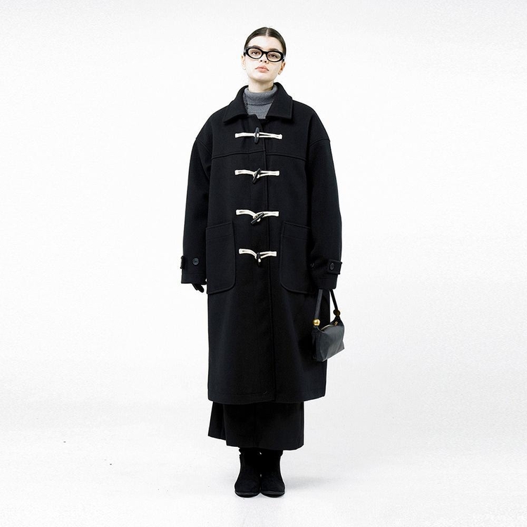 Oversized Snap Duffel Coat - Black /W244OT01BK