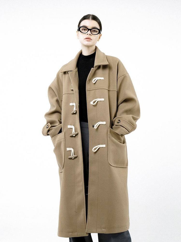 Oversized Snap Duffel Coat - Beige /W244OT01BE