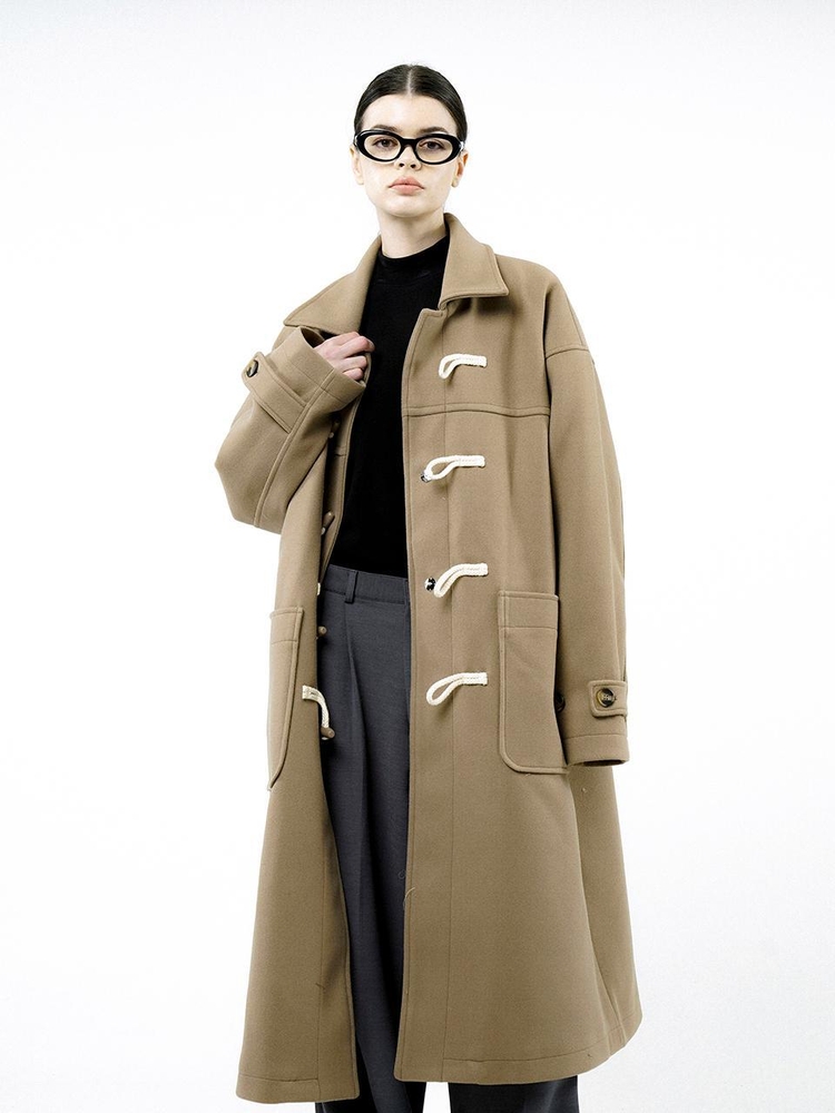 Oversized Snap Duffel Coat - Beige /W244OT01BE