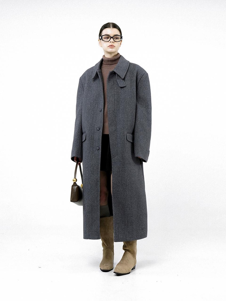 Oversized Wide Wool Mac Coat - Charcoal /W244OT06CH