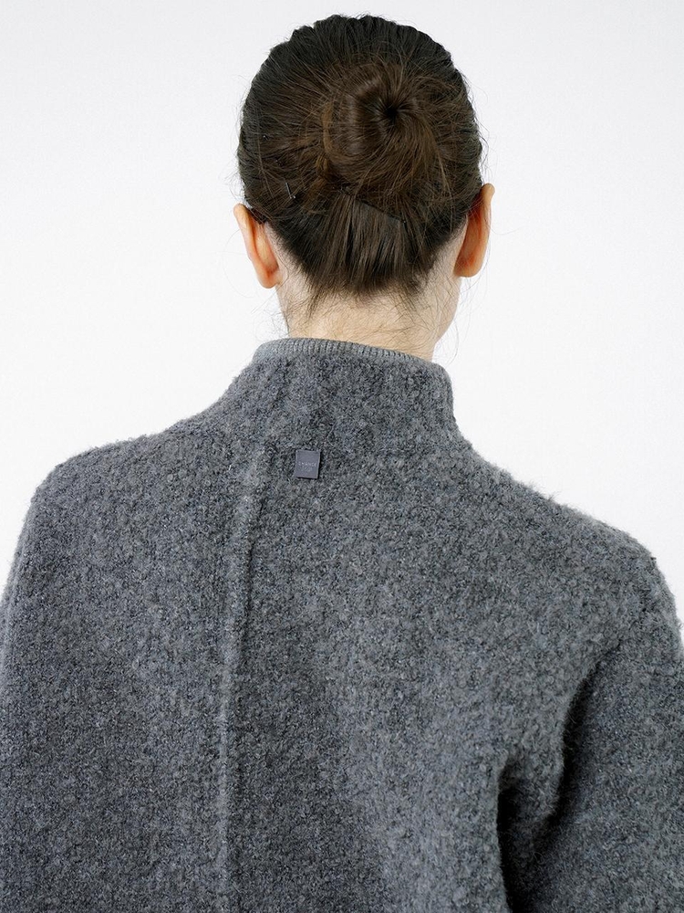 Loose Boucle Knit Zip up - Charcoal /W244TP09CH