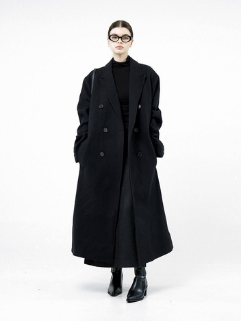 Oversized Wool double coat - Black /W244OT02BK