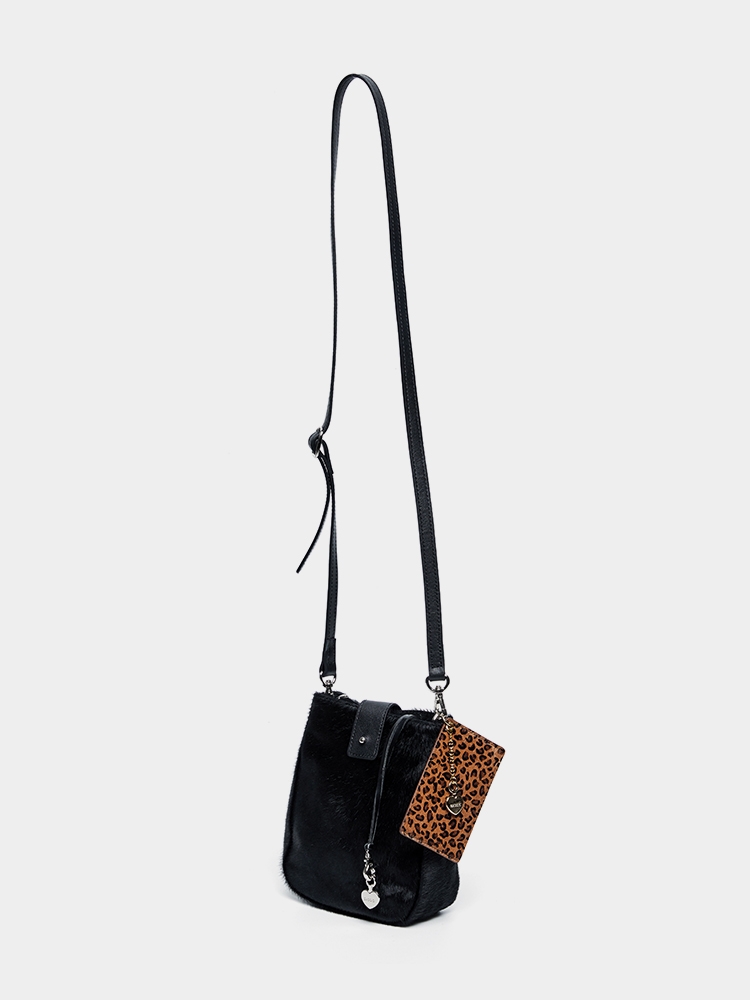 MINI CALF CROSS BAG, BLACK