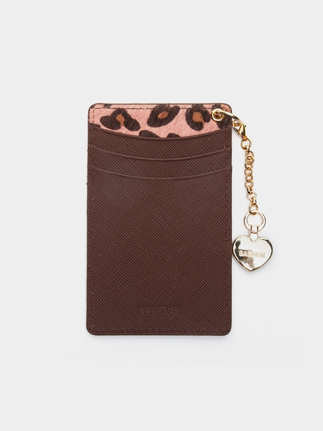 CALF KEYRING CARD WALLET, REOAPARD PINK