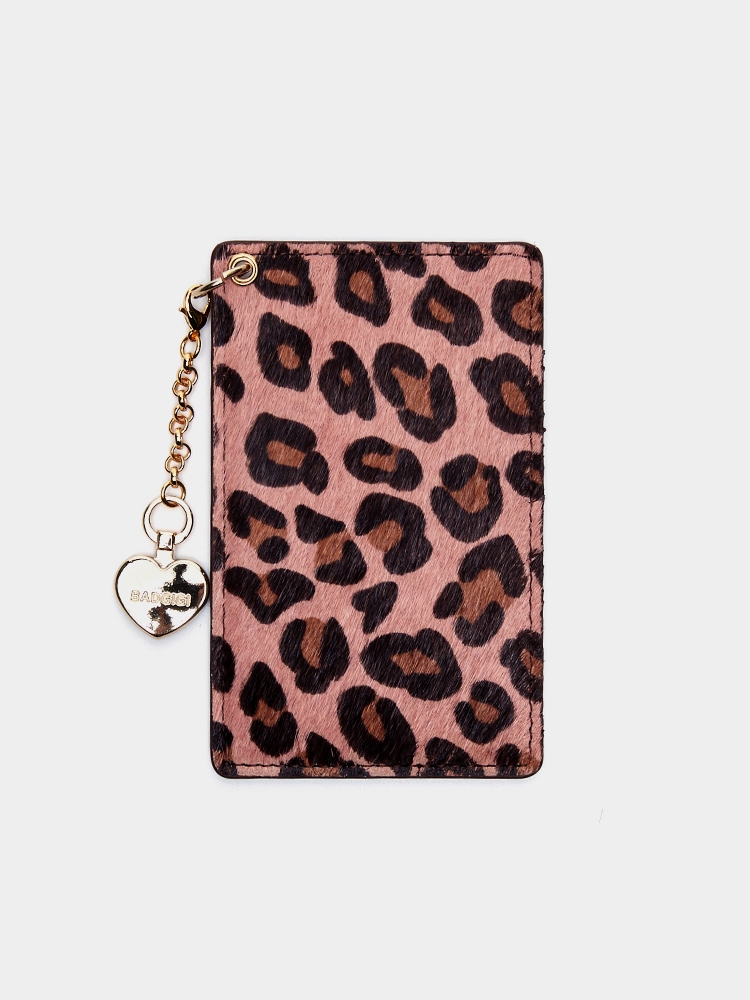 CALF KEYRING CARD WALLET, REOAPARD PINK