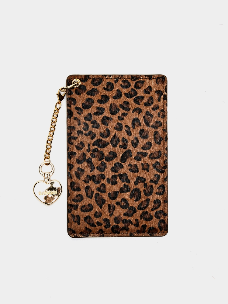 CALF KEYRING CARD WALLET, REOAPARD BROWN