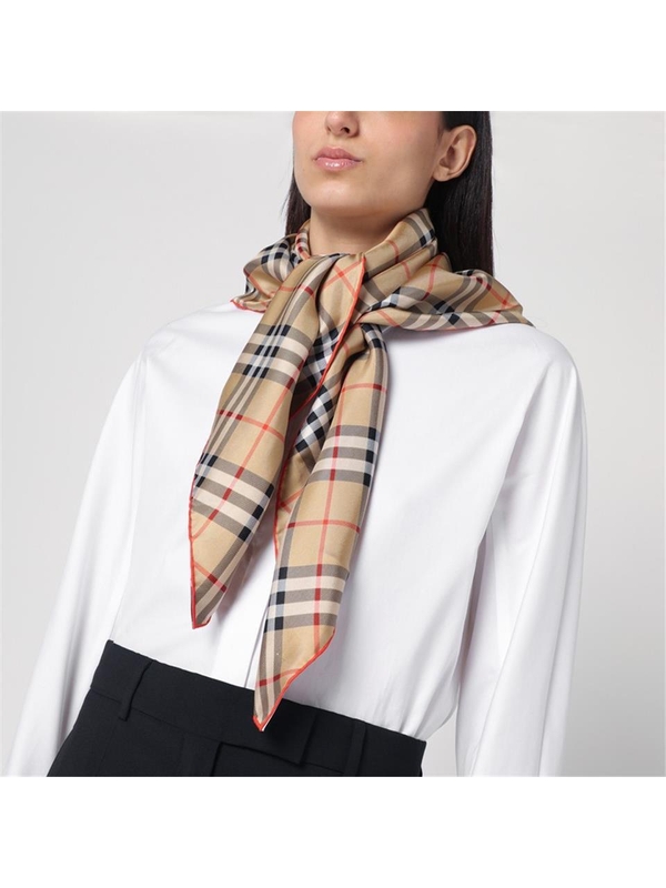 버버리 SS25 Burberry Silk scarf Check 8088140149922 Beige