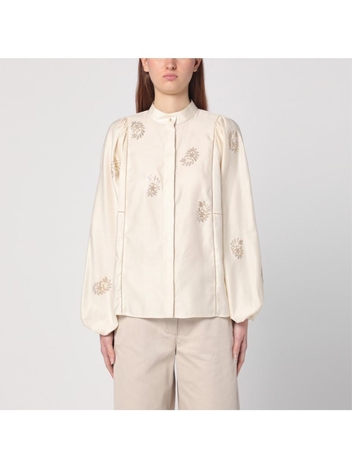 막스마라 SS25 Max Mara Ivory shirt in cotton satin CALADIOCO White