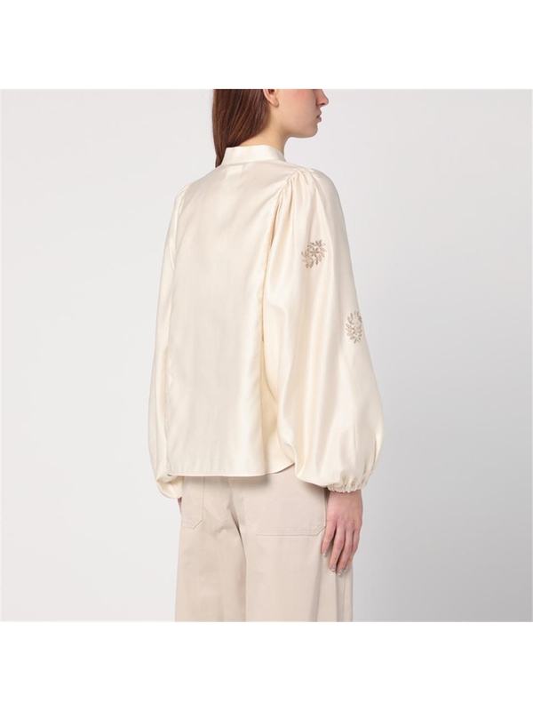 막스마라 SS25 Max Mara Ivory shirt in cotton satin CALADIOCO White