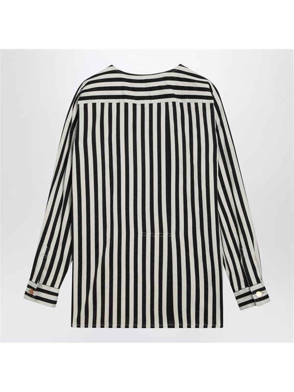 막스마라 SS25 Max Mara Striped blouse in cotton and silk PAIOCO White