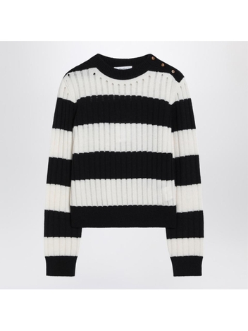 막스마라 SS25 Max Mara Striped crop sweater in wool and cashmere ALFEOWO Beige