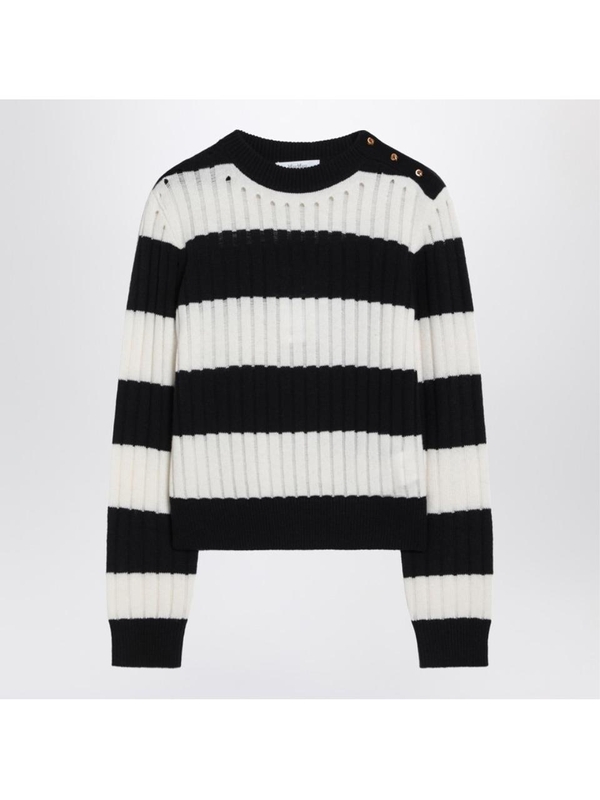 막스마라 SS25 Max Mara Striped crop sweater in wool and cashmere ALFEOWO Beige