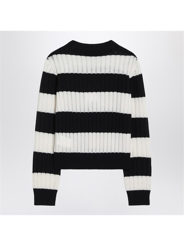 막스마라 SS25 Max Mara Striped crop sweater in wool and cashmere ALFEOWO Beige