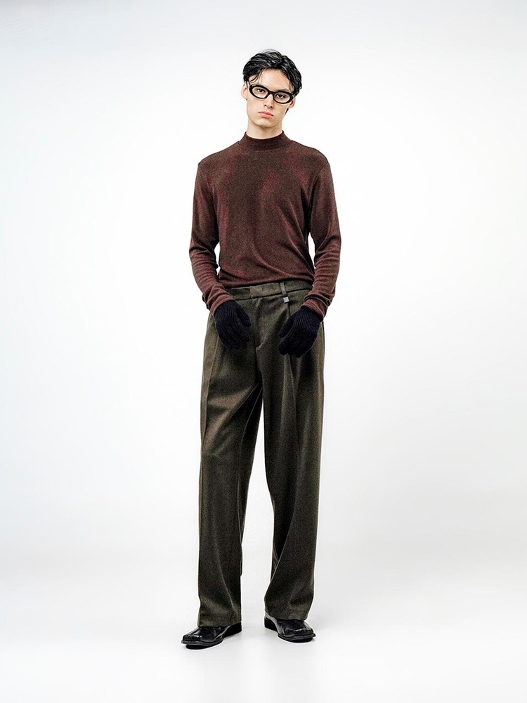 Raised One Tuck Wool slacks - Brown /M244PT01BR